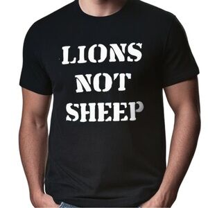 Lions Not Sheep Black OG Short Sleeve Tee Shirt Unisex SzL